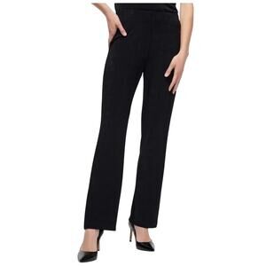 YANSI FUGEL Black High Waist Straight Leg Microfiber Trouser Pants - Size 4